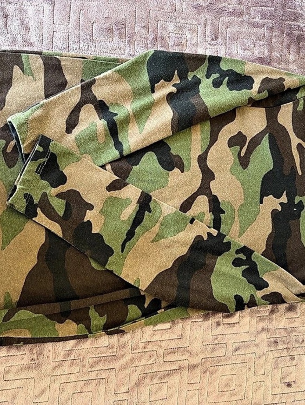 Camo Long Sleeve Top in Green & Brown